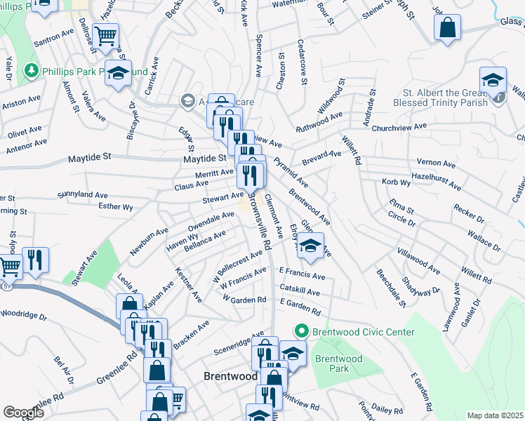 map of restaurants, bars, coffee shops, grocery stores, and more near 2936 Clermont Avenue in Pittsburgh