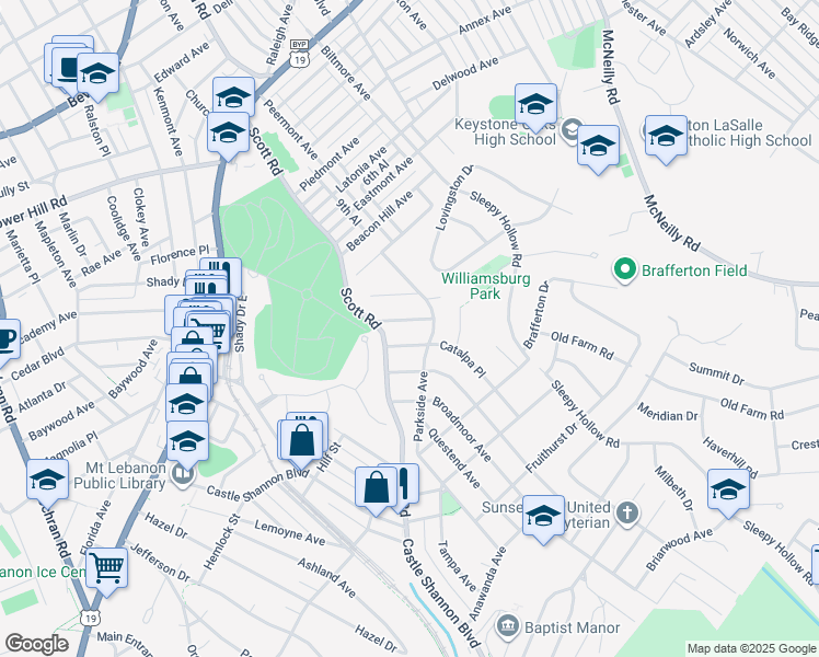 map of restaurants, bars, coffee shops, grocery stores, and more near 5 Catalpa Place in Pittsburgh