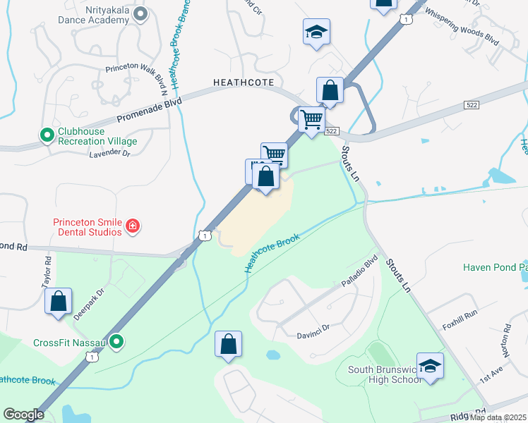 map of restaurants, bars, coffee shops, grocery stores, and more near 3754 U.S. 1 in South Brunswick Township