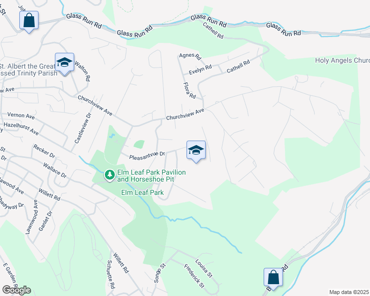 map of restaurants, bars, coffee shops, grocery stores, and more near 3454 Pleasantvue Drive in Pittsburgh