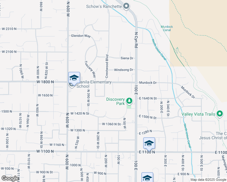 map of restaurants, bars, coffee shops, grocery stores, and more near 1726 North Siena Circle in Pleasant Grove