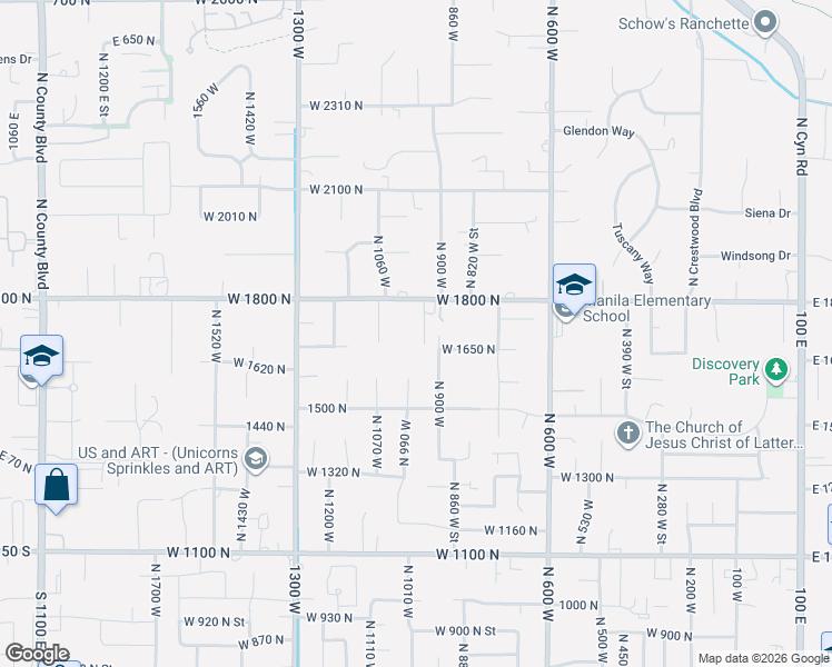 map of restaurants, bars, coffee shops, grocery stores, and more near 1598 North 990 West in Pleasant Grove