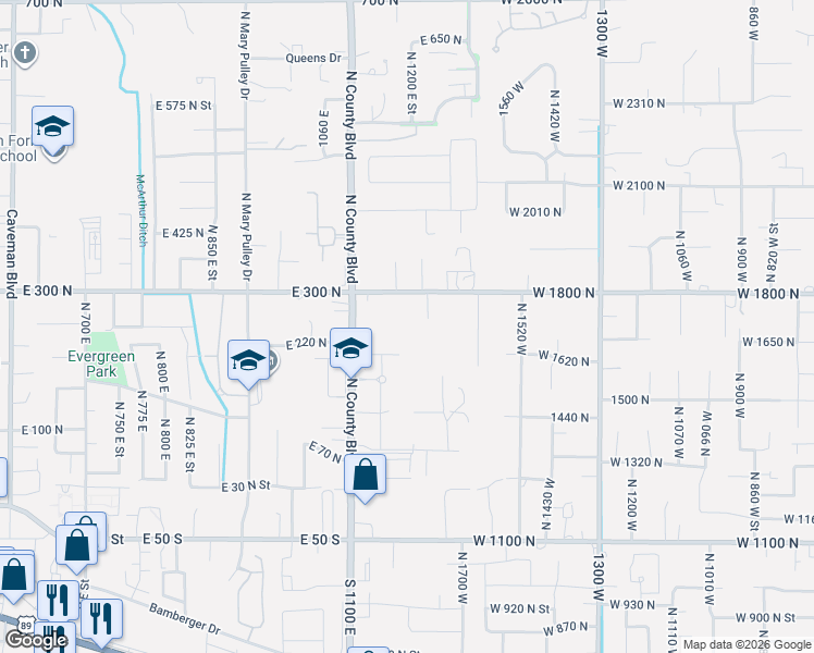 map of restaurants, bars, coffee shops, grocery stores, and more near 1100-1190 East 220 North Street in American Fork