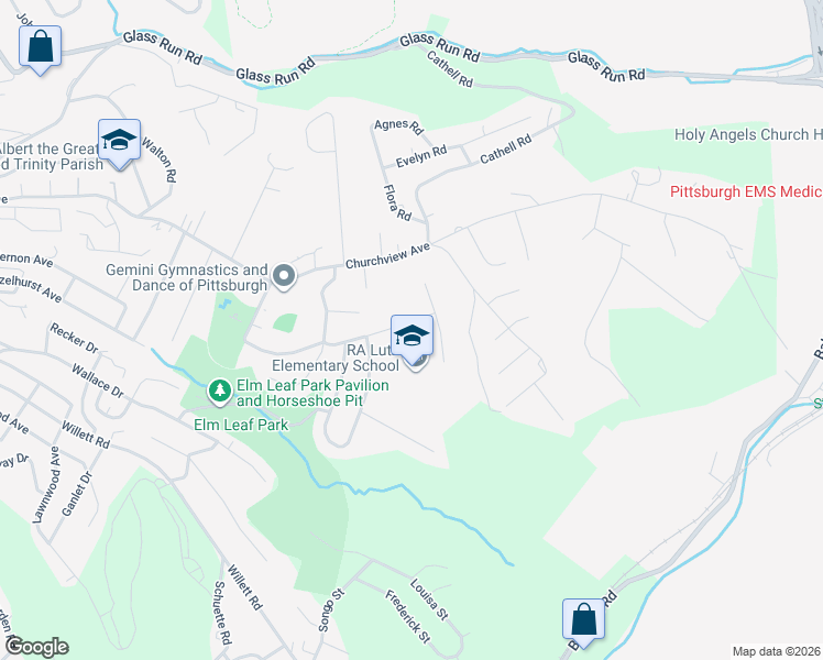 map of restaurants, bars, coffee shops, grocery stores, and more near 3454 Pleasantvue Drive in Pittsburgh