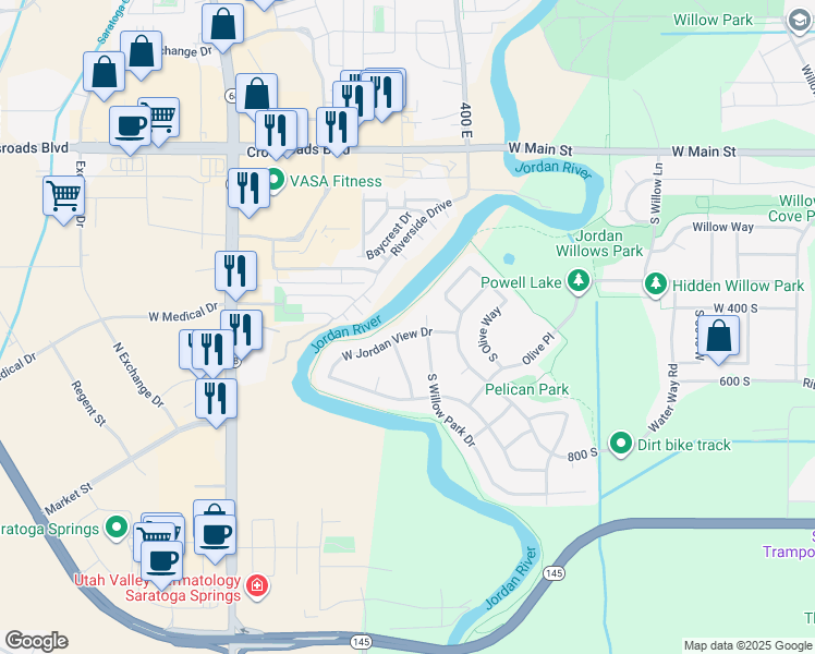 map of restaurants, bars, coffee shops, grocery stores, and more near 3798 West Jordan View Drive in Lehi