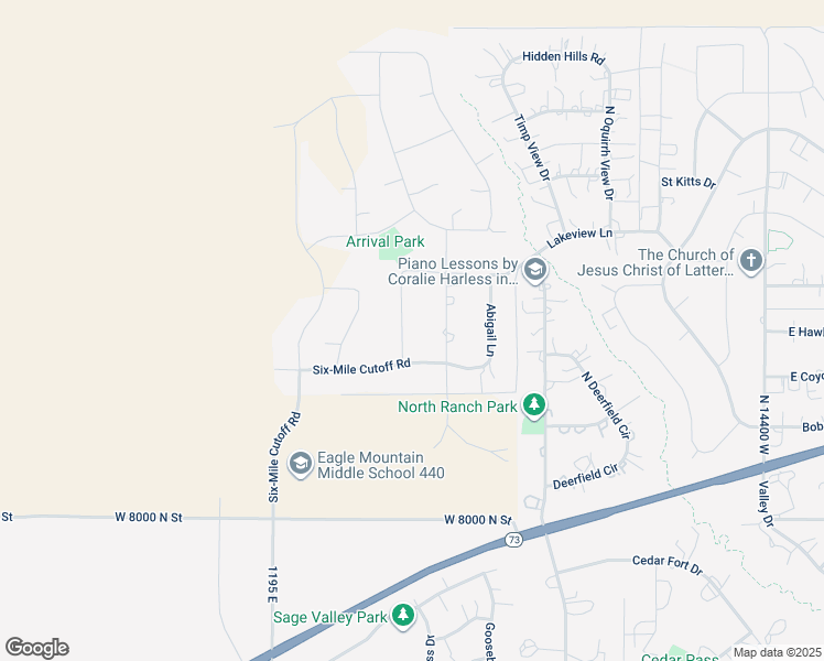 map of restaurants, bars, coffee shops, grocery stores, and more near 9390 Arrowhead Drive in Eagle Mountain