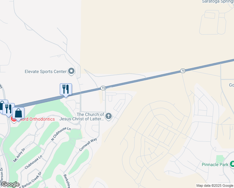 map of restaurants, bars, coffee shops, grocery stores, and more near 4453 Hurstbourne Drive in Eagle Mountain