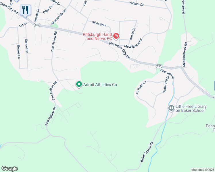 map of restaurants, bars, coffee shops, grocery stores, and more near 835 Pennsylvania 130 in Trafford