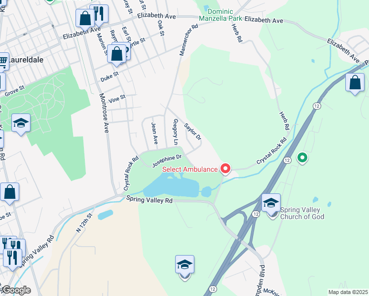 map of restaurants, bars, coffee shops, grocery stores, and more near 338 Crystal Rock Road in Temple