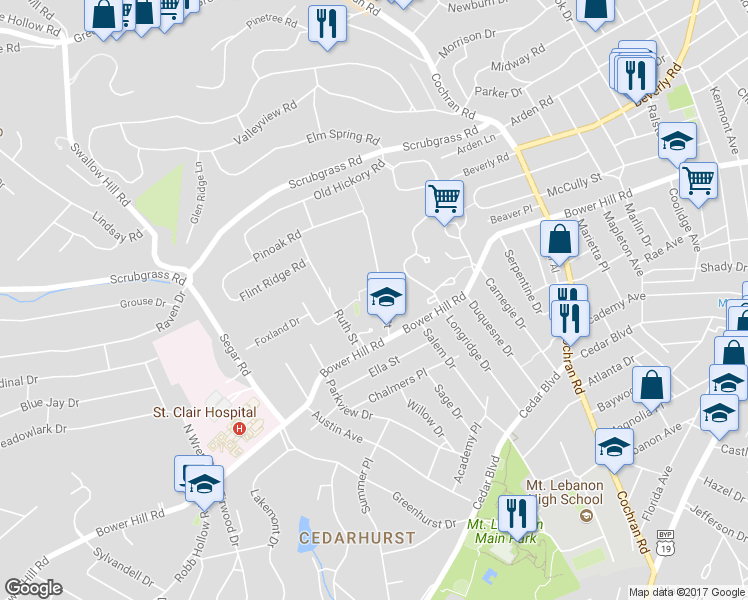 map of restaurants, bars, coffee shops, grocery stores, and more near 21 Moffett Street in Pittsburgh