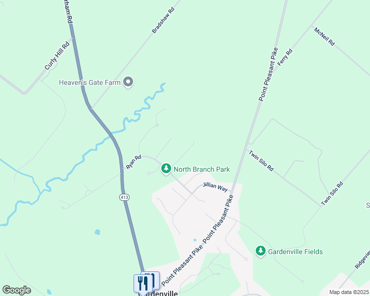 map of restaurants, bars, coffee shops, grocery stores, and more near 5468 Richie Court in Bucks County