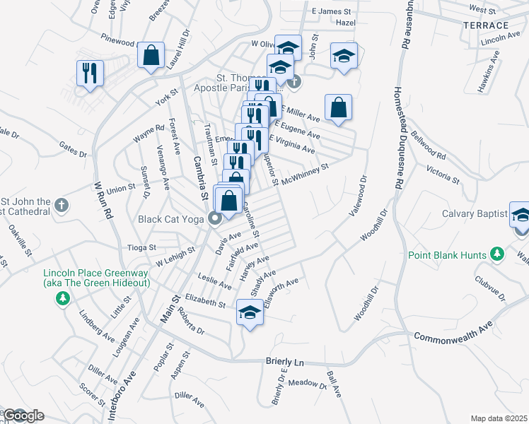 map of restaurants, bars, coffee shops, grocery stores, and more near 4009 McWhinney Street in Munhall