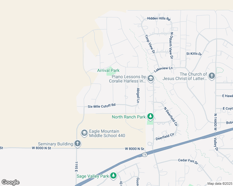 map of restaurants, bars, coffee shops, grocery stores, and more near 9390 Arrowhead Drive in Eagle Mountain