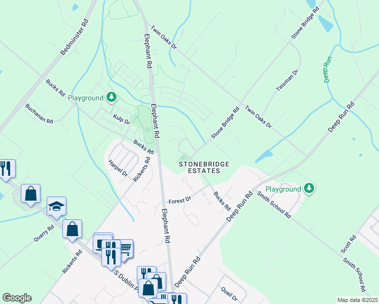 map of restaurants, bars, coffee shops, grocery stores, and more near 4 Kern Drive in Perkasie