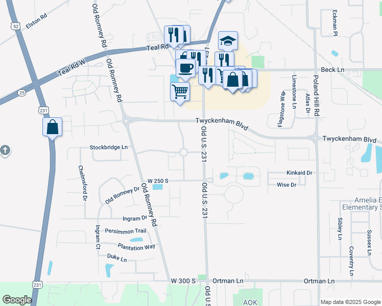 map of restaurants, bars, coffee shops, grocery stores, and more near 2 Walter Scholer Drive in Lafayette