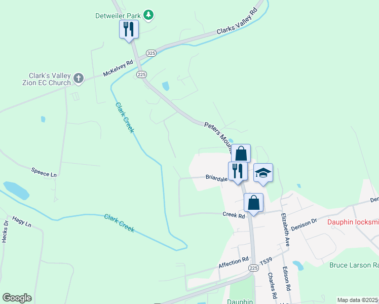 map of restaurants, bars, coffee shops, grocery stores, and more near 1060 Peters Mountain Rd in Dauphin