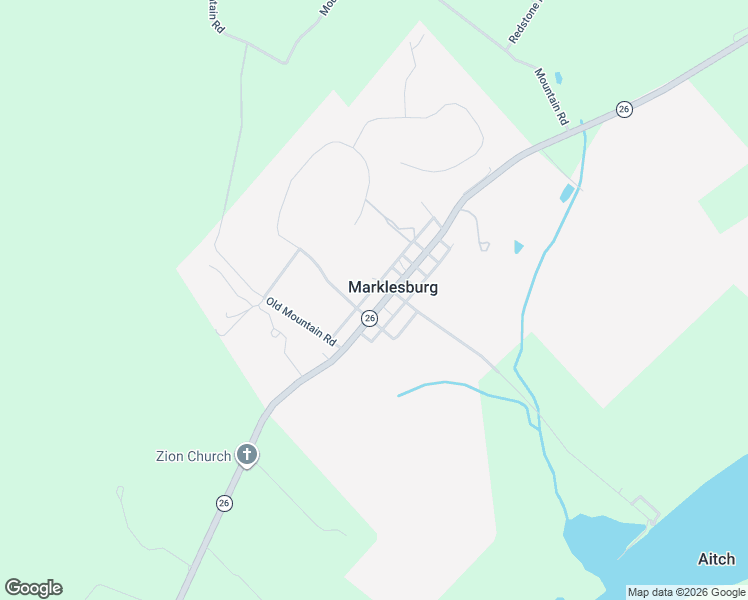 map of restaurants, bars, coffee shops, grocery stores, and more near Poplar Street in Marklesburg