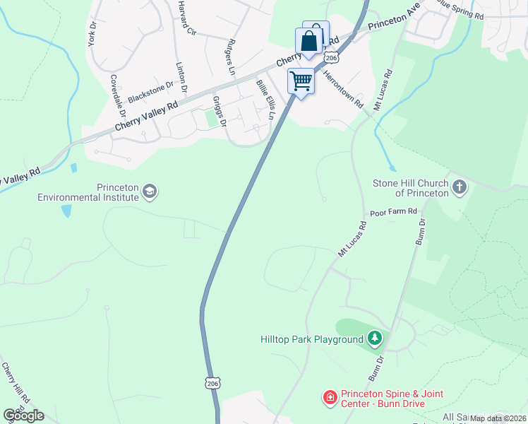 map of restaurants, bars, coffee shops, grocery stores, and more near 605 State Road in Princeton