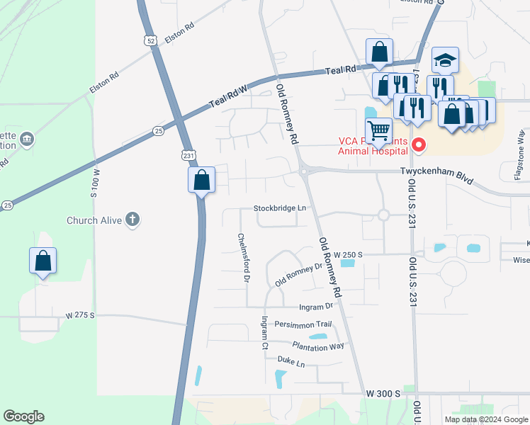map of restaurants, bars, coffee shops, grocery stores, and more near 331 Stockbridge Lane in Lafayette