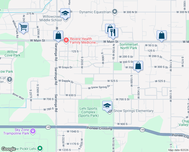 map of restaurants, bars, coffee shops, grocery stores, and more near 441 South 1915 West in Lehi