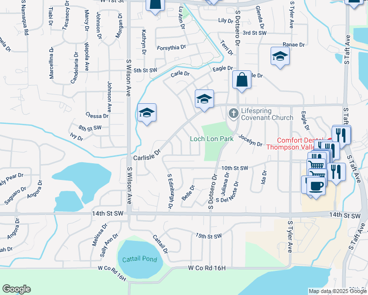 map of restaurants, bars, coffee shops, grocery stores, and more near 866 South Buckeye Drive in Loveland