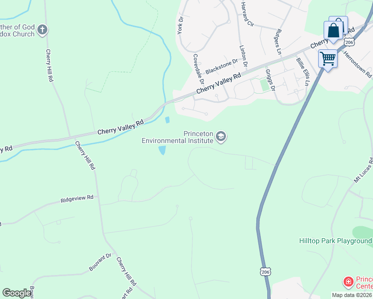 map of restaurants, bars, coffee shops, grocery stores, and more near 165 Arreton Road in Princeton