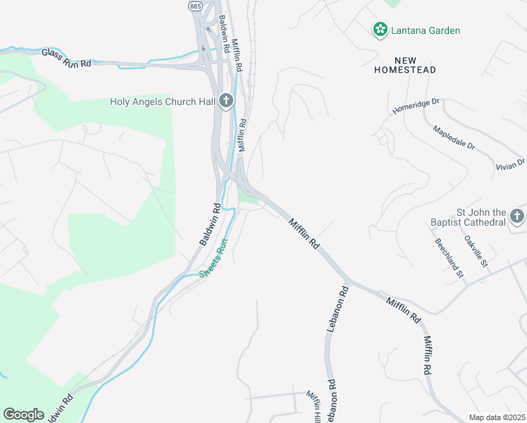 map of restaurants, bars, coffee shops, grocery stores, and more near 596 Mifflin Road in Pittsburgh