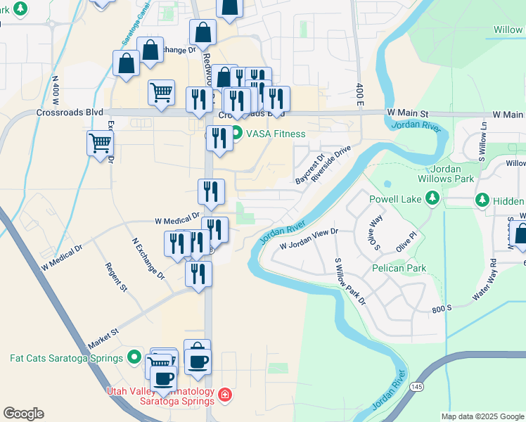 map of restaurants, bars, coffee shops, grocery stores, and more near 137 Riverbend Road in Saratoga Springs