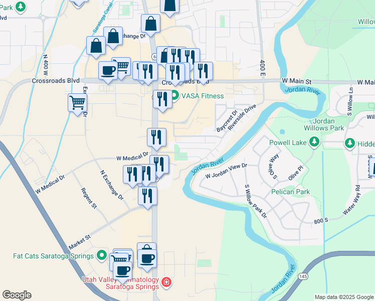 map of restaurants, bars, coffee shops, grocery stores, and more near 117 Riverbend Road in Saratoga Springs