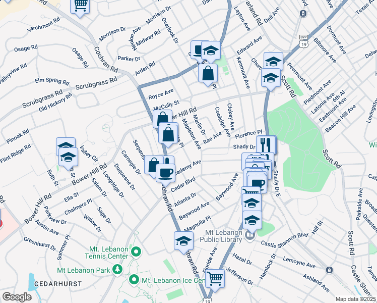 map of restaurants, bars, coffee shops, grocery stores, and more near 487 Marietta Place in Pittsburgh