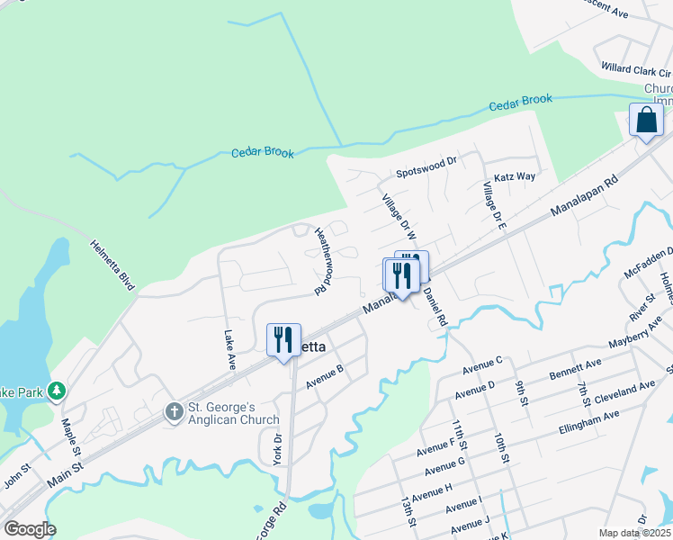 map of restaurants, bars, coffee shops, grocery stores, and more near 601 Chester Court in Helmetta