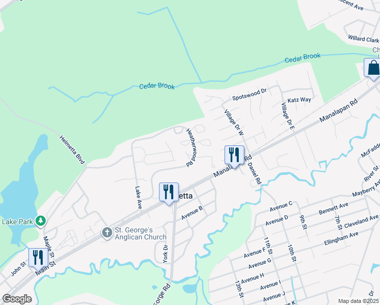 map of restaurants, bars, coffee shops, grocery stores, and more near 601 Chester Court in Helmetta