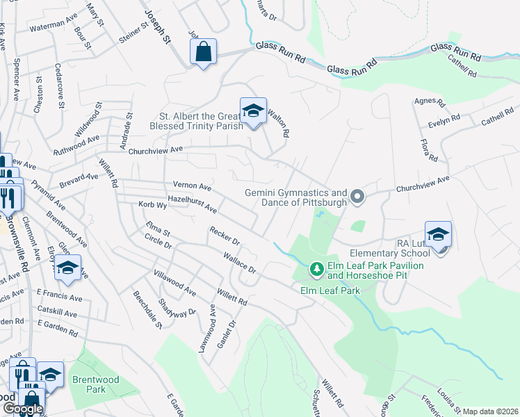 map of restaurants, bars, coffee shops, grocery stores, and more near 3332 Vernon Avenue in Pittsburgh