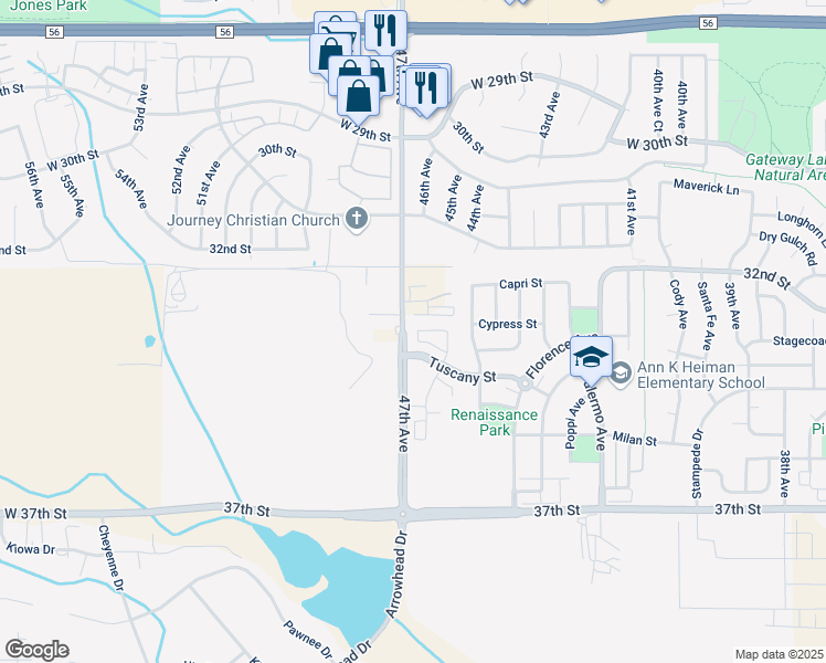 map of restaurants, bars, coffee shops, grocery stores, and more near 312 Lucca Drive in Evans