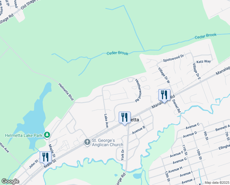 map of restaurants, bars, coffee shops, grocery stores, and more near 15 Borghaus Road in Helmetta