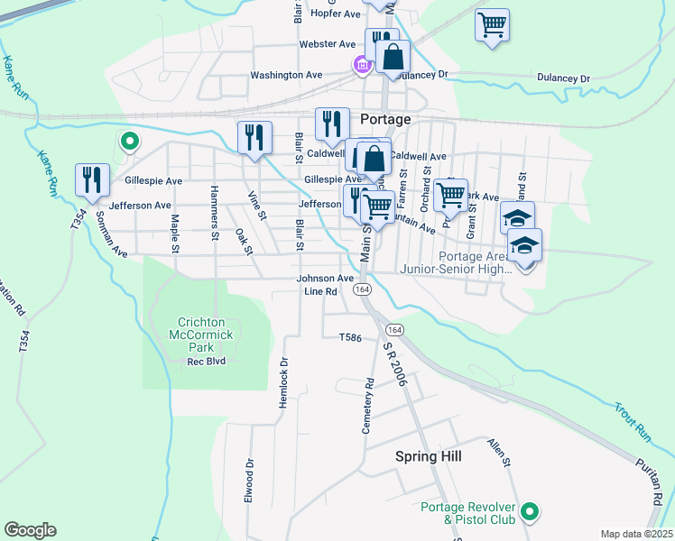 map of restaurants, bars, coffee shops, grocery stores, and more near 900-998 Johnson Ave in Portage