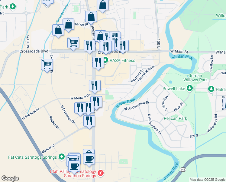 map of restaurants, bars, coffee shops, grocery stores, and more near 118 Riverbend Road in Saratoga Springs