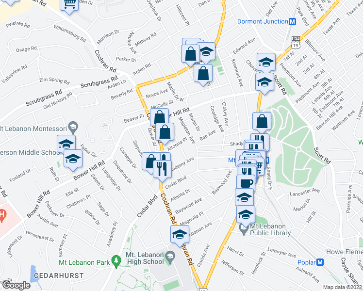 map of restaurants, bars, coffee shops, grocery stores, and more near 485 Marietta Place in Pittsburgh