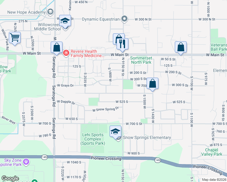 map of restaurants, bars, coffee shops, grocery stores, and more near 1780 West 400 South in Lehi