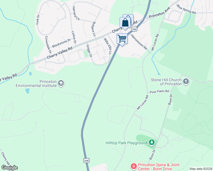 map of restaurants, bars, coffee shops, grocery stores, and more near 605 State Road in Princeton