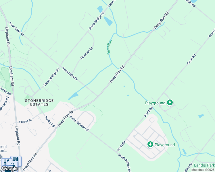 map of restaurants, bars, coffee shops, grocery stores, and more near 423 Deep Run Road in Perkasie
