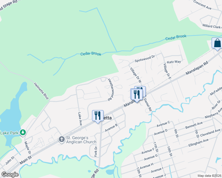 map of restaurants, bars, coffee shops, grocery stores, and more near 601 Chester Court in Helmetta