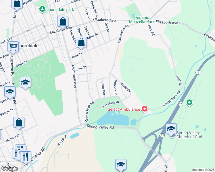 map of restaurants, bars, coffee shops, grocery stores, and more near 2820 Mannerchor Road in Temple