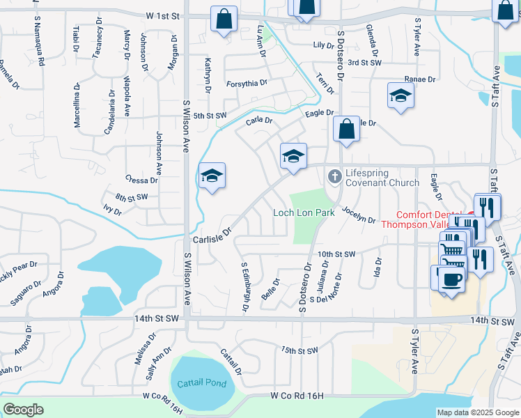 map of restaurants, bars, coffee shops, grocery stores, and more near 866 South Buckeye Drive in Loveland
