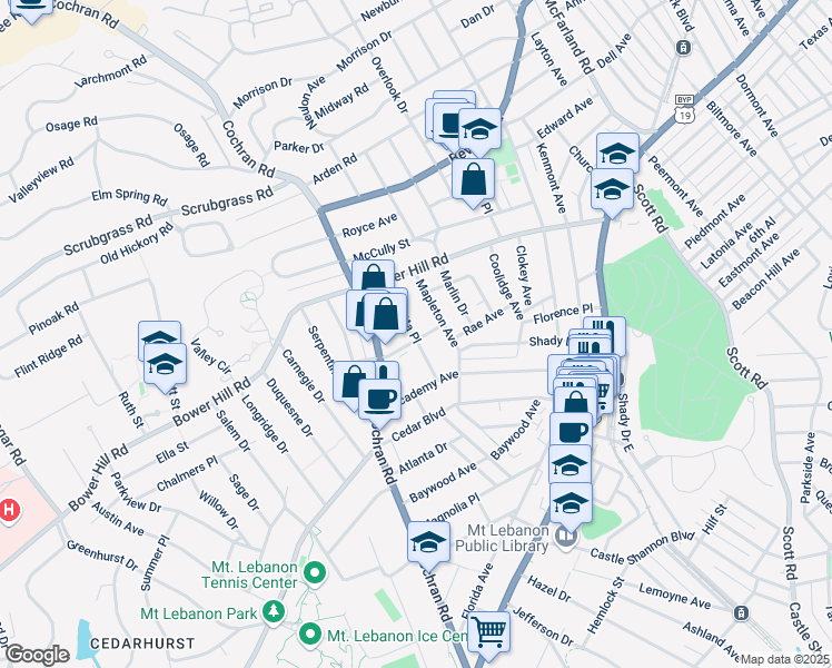 map of restaurants, bars, coffee shops, grocery stores, and more near 487 Marietta Place in Pittsburgh