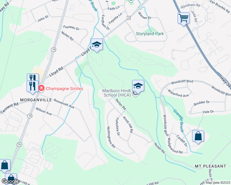 map of restaurants, bars, coffee shops, grocery stores, and more near 2 Captiva Lane in Marlboro