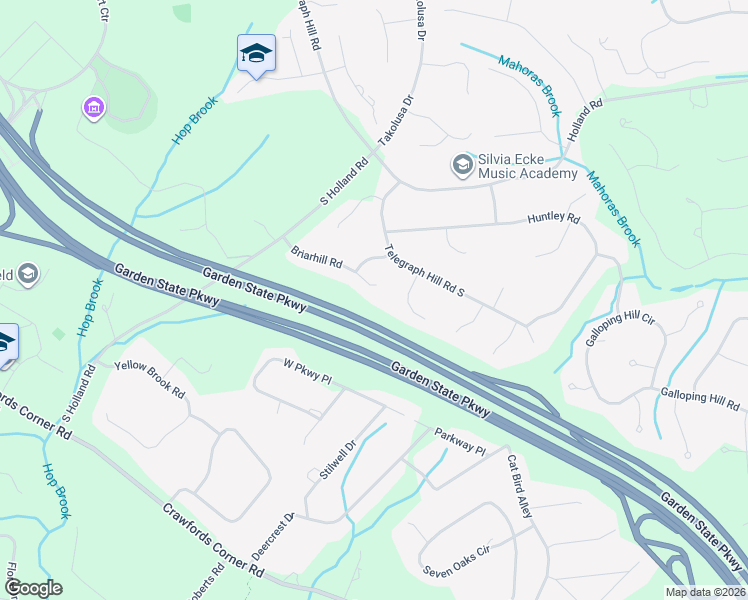 map of restaurants, bars, coffee shops, grocery stores, and more near 16 Briarhill Road in Holmdel