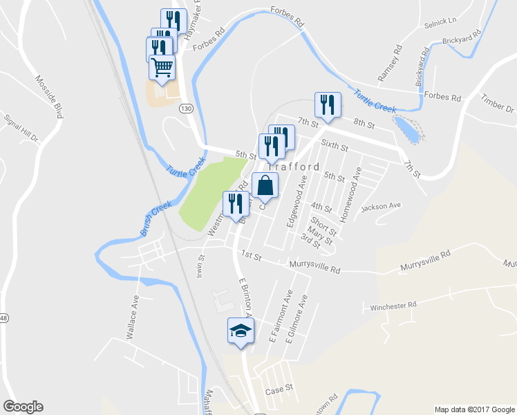 map of restaurants, bars, coffee shops, grocery stores, and more near 230 Cavitt Avenue in Trafford