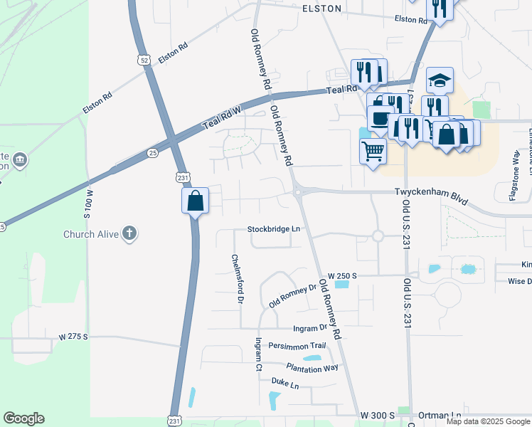 map of restaurants, bars, coffee shops, grocery stores, and more near 318 Stockbridge Lane in Lafayette