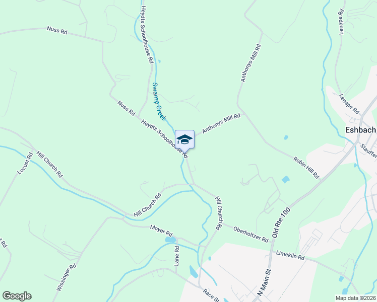 map of restaurants, bars, coffee shops, grocery stores, and more near 448 Anthonys Mill Road in Bechtelsville